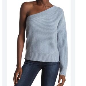 360 Cashmere NWOT Soft Blue Lena One Shoulder Cashmere Sweater Size M